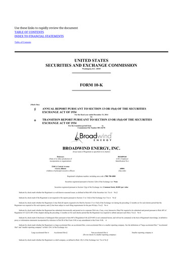 Thumbnail Broadwind 10-K Annual Report 2014