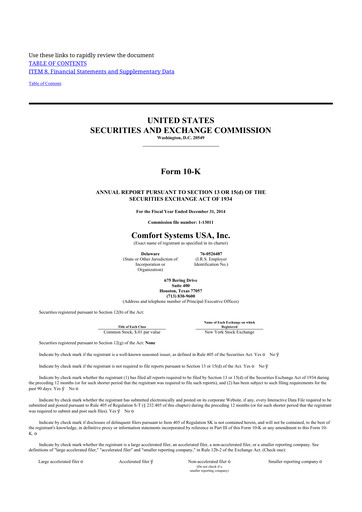 Thumbnail Comfort Systems USA 10-K Annual Report 2014