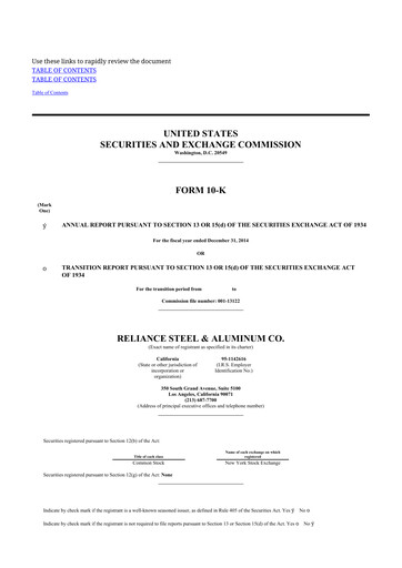 Thumbnail Reliance


 10-K Annual Report 2014