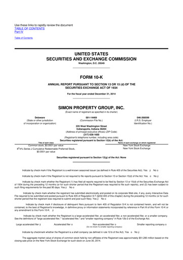 Vorschaubild Simon Property Group 10-K Jahresbericht 