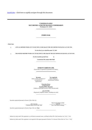 Thumbnail Essent Group 10-K Annual Report 2014