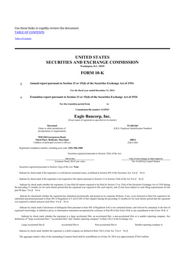 Thumbnail Eagle Bancorp 10-K Annual Report 2014