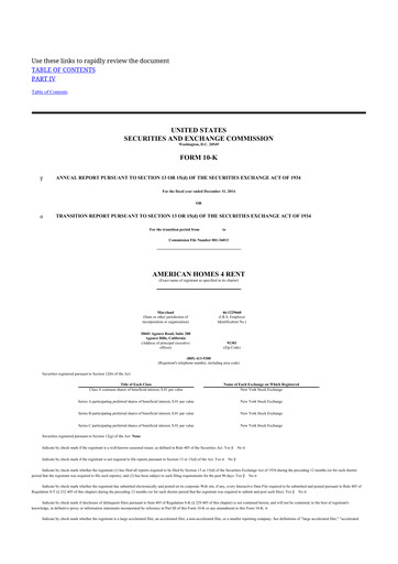 Thumbnail AMH (American Homes 4 Rent)
 10-K Annual Report 2014