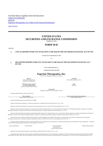 Thumbnail Esperion Therapeutics 10-K Annual Report 2014