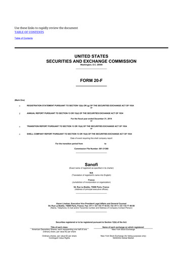 Thumbnail Sanofi 20-F Annual Report 