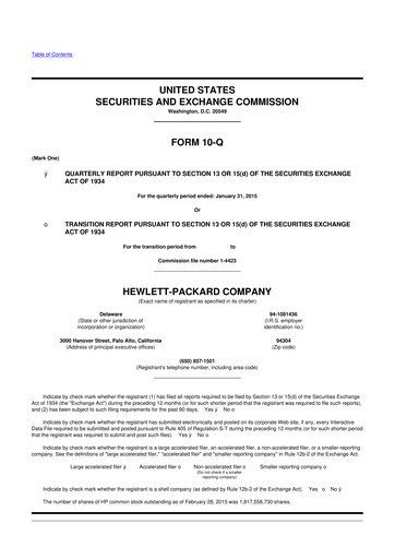 Thumbnail HP 10-Q Quarterly Report FY2015 