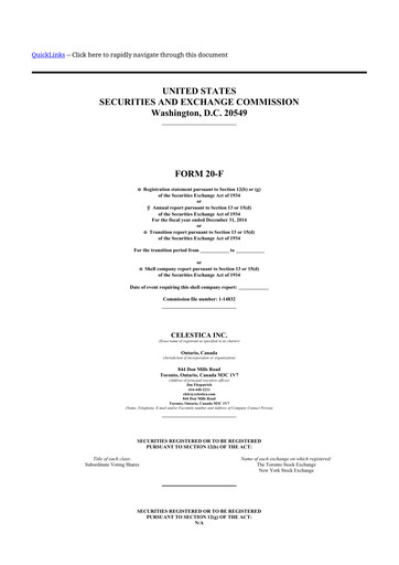 Thumbnail Celestica 20-F Annual Report 