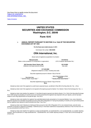 Thumbnail CRA International
 10-K Annual Report 