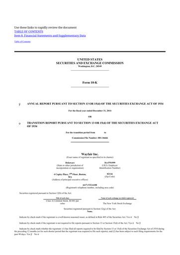 Thumbnail Wayfair 10-K Annual Report 2014