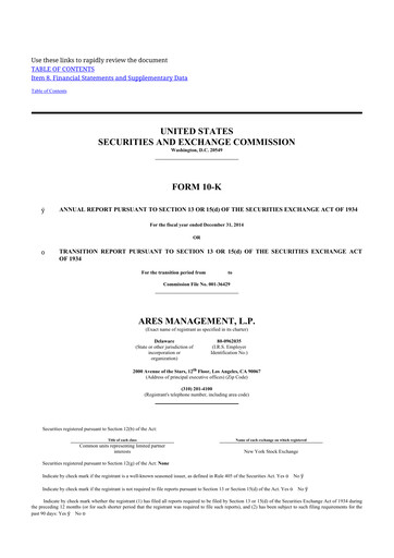 Thumbnail Ares Management
 10-K Annual Report 2014