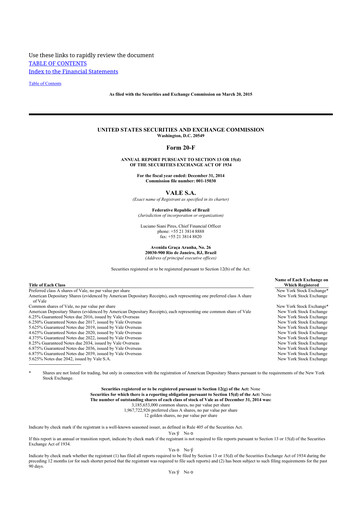 Thumbnail Vale 20-F Annual Report 