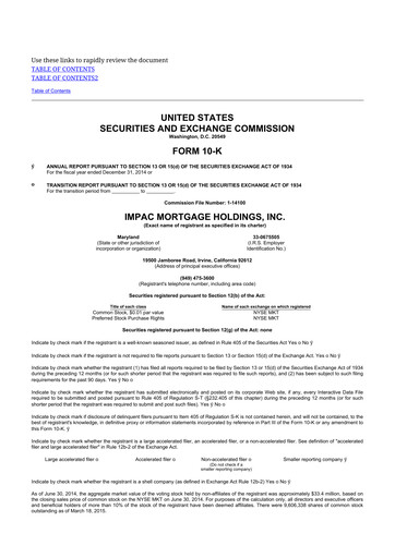 Vorschaubild Impac Mortgage Holdings 10-K Jahresbericht 2014