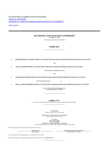 Thumbnail uniQure 20-F Annual Report 