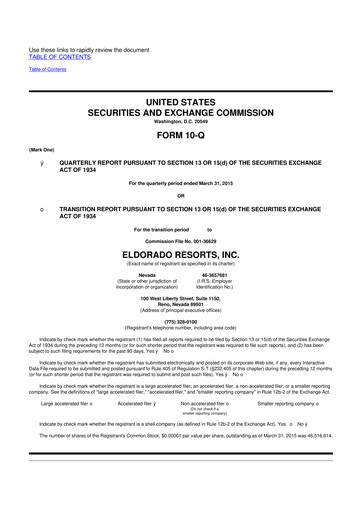 Thumbnail Caesars Entertainment
 10-Q Quarterly Report FY2015 