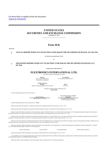 Thumbnail Flex 10-K Annual Report 2015