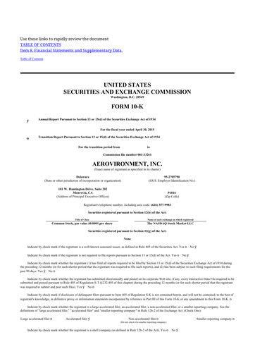 Thumbnail AeroVironment 10-K Annual Report 2015