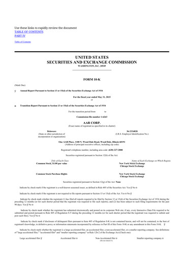 Thumbnail AAR 10-K Annual Report 2015