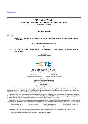 Thumbnail TE Connectivity
 10-Q Quarterly Report FY2015 