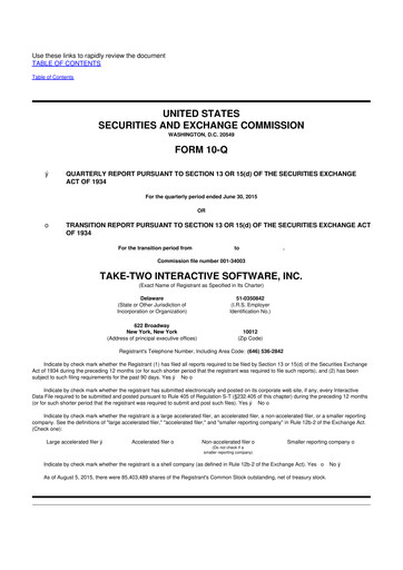 Thumbnail Take-Two Interactive
 10-Q Quarterly Report FY2016 