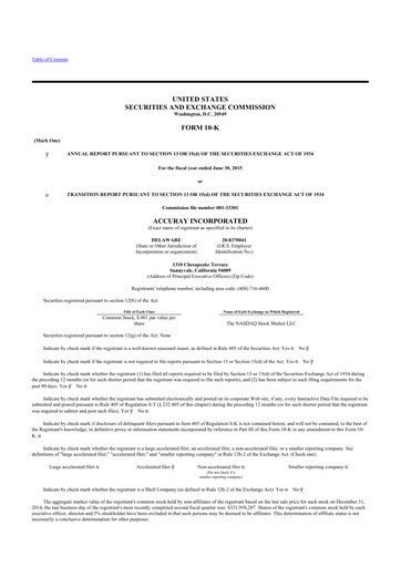 Thumbnail Accuray 10-K Annual Report 2015