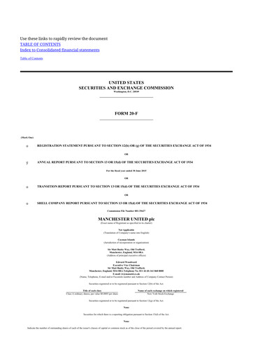 Thumbnail Manchester United
 20-F Annual Report 