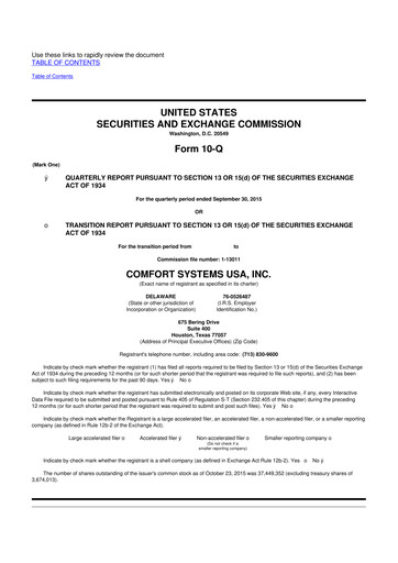 Thumbnail Comfort Systems USA 10-Q Quarterly Report FY2015 