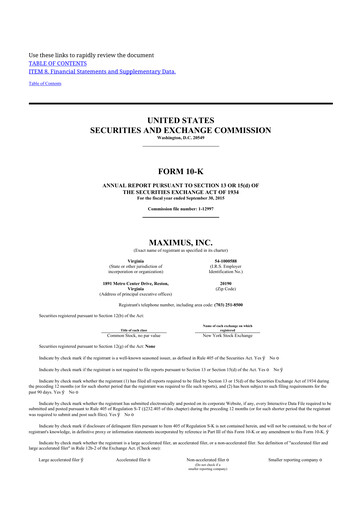 Thumbnail Maximus 10-K Annual Report 2015