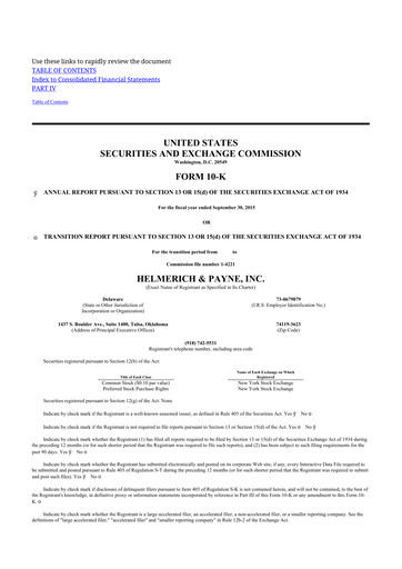 Thumbnail Helmerich & Payne

 10-K Annual Report 2015