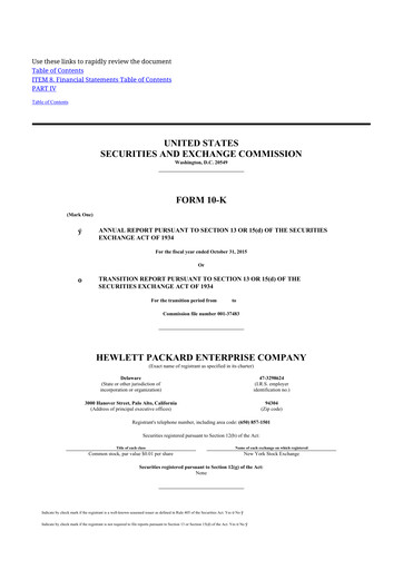 Thumbnail Hewlett Packard Enterprise 10-K Annual Report 2015