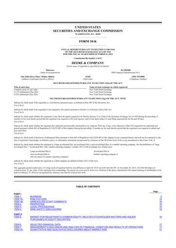 Thumbnail Deere & Company (John Deere) 10-K Annual Report 2015