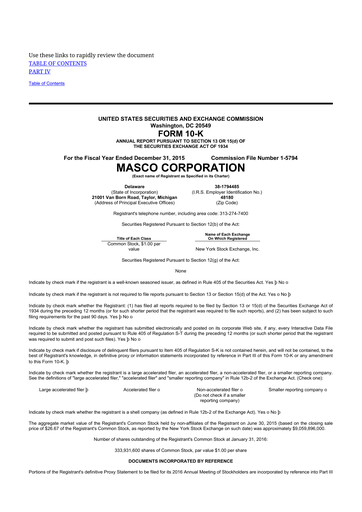 Thumbnail Masco 10-K Annual Report 2015