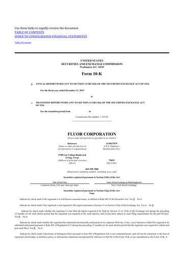 Thumbnail Fluor Corporation
 10-K Annual Report 2015