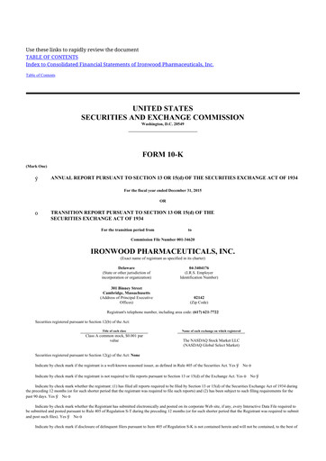 Thumbnail Ironwood Pharmaceuticals
 10-K Annual Report 2015