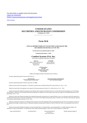 Thumbnail Comfort Systems USA 10-K Annual Report 2015