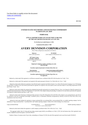 Miniature Avery Dennison
 10-K Rapport annuel 2015