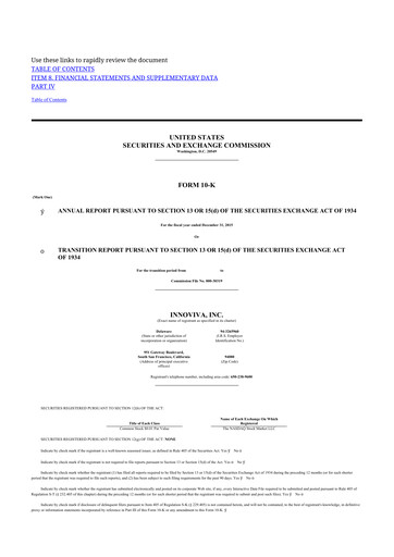 Thumbnail Innoviva 10-K Annual Report 2015