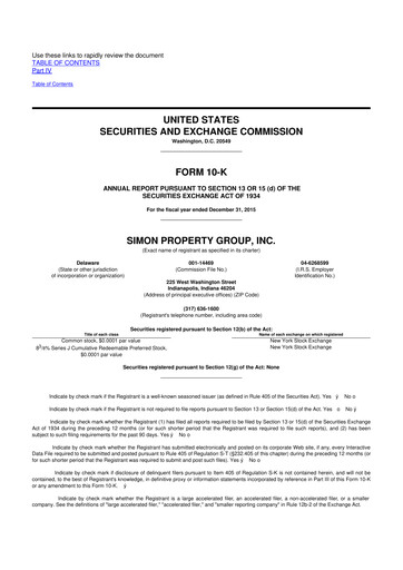 Vorschaubild Simon Property Group 10-K Jahresbericht 