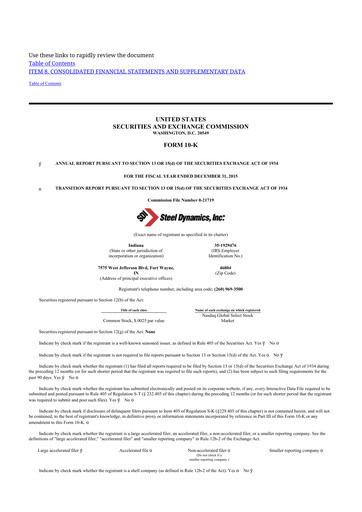 Thumbnail Steel Dynamics
 10-K Annual Report 2015