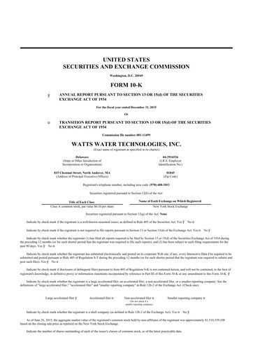 Thumbnail Watts Water Technologies
 10-K Annual Report 2015