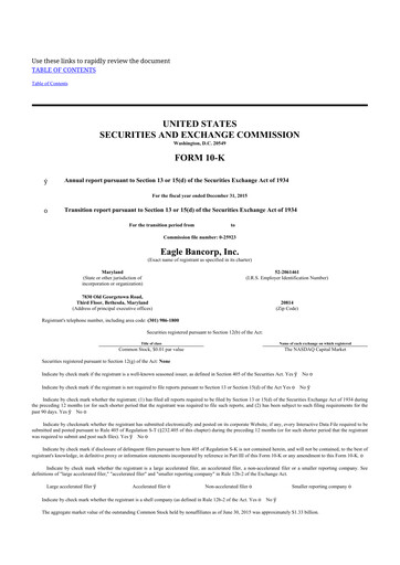 Thumbnail Eagle Bancorp 10-K Annual Report 2015