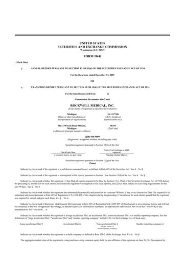 Thumbnail Rockwell Medical
 10-K Annual Report 2015