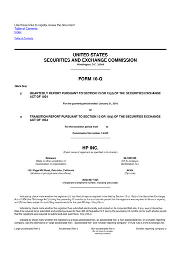 Thumbnail HP 10-Q Quarterly Report FY2016 