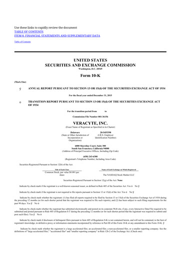 Thumbnail Veracyte 10-K Annual Report 2015