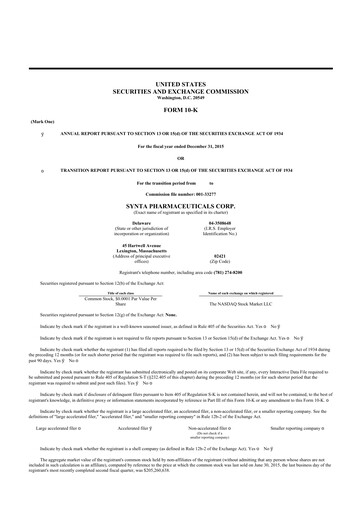 Vorschaubild Madrigal Pharmaceuticals
 10-K Jahresbericht 2015