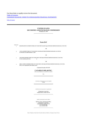 Thumbnail Canadian Solar
 20-F Annual Report 2015