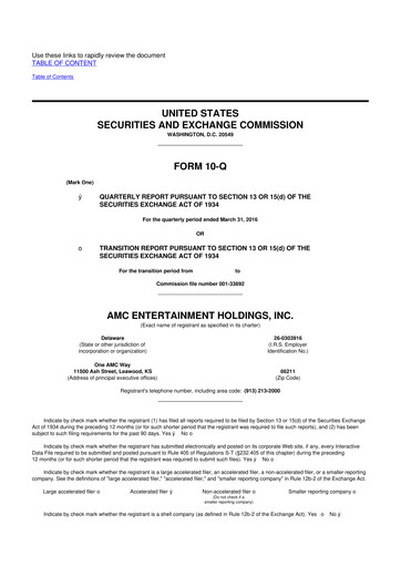 Thumbnail AMC Entertainment 10-Q Quarterly Report FY 