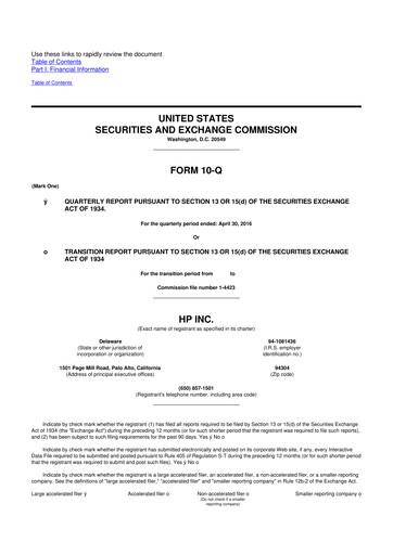 Thumbnail HP 10-Q Quarterly Report FY2016 