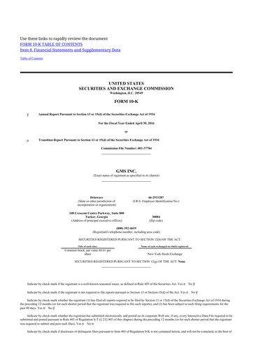 Thumbnail GMS 10-K Annual Report 