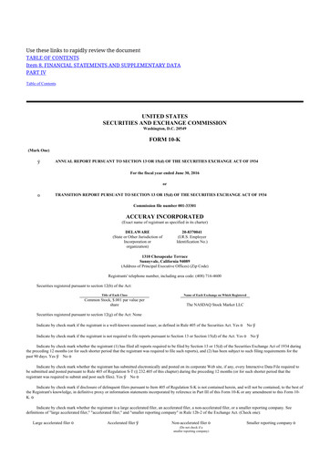 Thumbnail Accuray 10-K Annual Report 2016