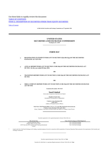 Thumbnail Sasol 20-F Annual Report 